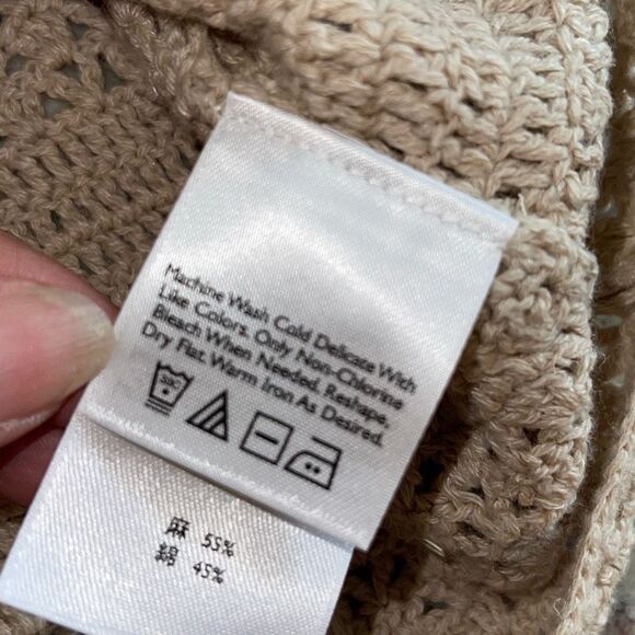 Eddie Bauer‎ Womens Vintage Crocheted Linen Cotton Cardigan Beige Small - Picture 5 of 7